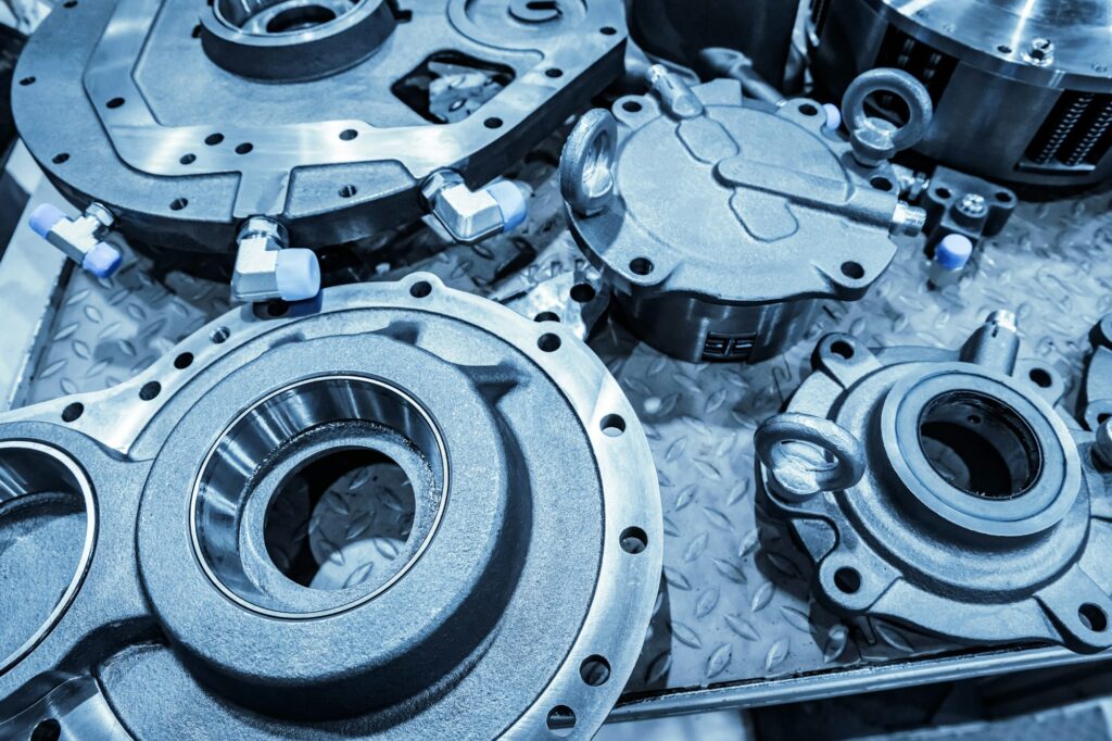 Spare parts for agricultural machines. Abstract industrial background